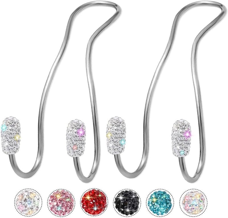 MTGOCHA Car Headrest Hooks Car Purse Hook(2 Pack),Bling Car Bag Hooks, Car Hook for Purses and Bags Cute Metal Car Purse Holder Hook, Bling Car Accessories for Women, Silver - Image 1